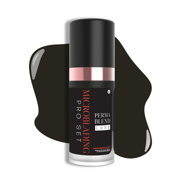 Microblading pigment Perma Blend Luxe Microblading All Night Long is een koel, zwartbruin pigment, perfect voor huidtypen met een hoog melanine gehalte koel pigment met een lagere opaciteit PMU