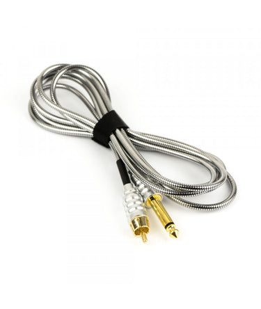 Cable RCA trenzado de color plateado