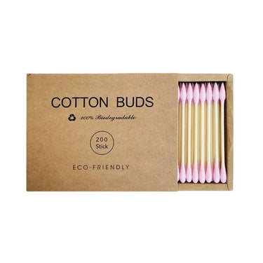 Cotton swabs: a plastic-free alternative in a bamboo kraft box with a classic pointed tip
