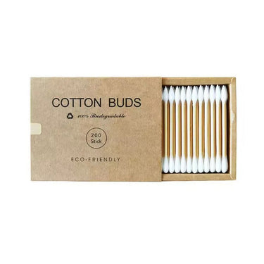 Cotton swabs: a plastic-free alternative in a bamboo kraft box with a classic pointed tip